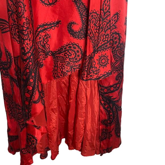 Jovani 100% Silk Sweetheart Strapless Dress Red & Black Women's Plus Size 18 - Picture 7 of 8